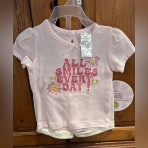 Little Beginnings Pink Kids Tee with Embroidery